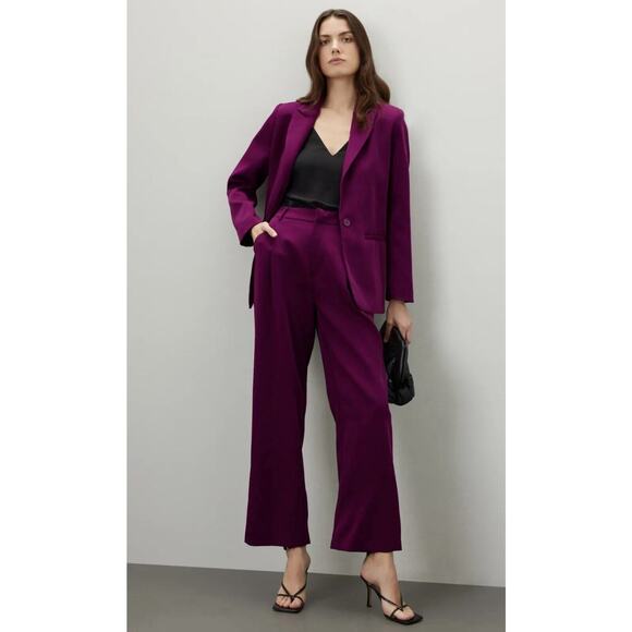 Endless Rose Blazer Purple Crepe Pockets One-Button Notch Collar‎ Sz M - Picture 2 of 12